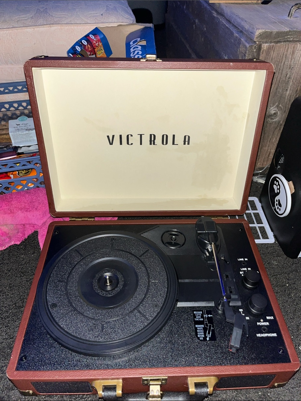 Victrola Portable Turntable Bluetooth Record Player in Brown